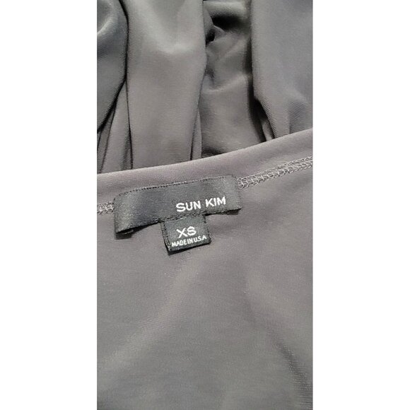 Sun‎ Kim Womens Black Long Sleeve Shirt Dress Half Zip Up Bubble Hem Size XS - Picture 6 of 9